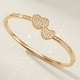 women's Open Cuff Bracelet Copper Inlaid Zircon Plated Bangle