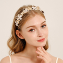 gold TS-J3334G handmade Alloy Flower Leaf Bridal Headband
