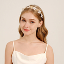 gold TS-J3334G handmade Alloy Flower Leaf Bridal Headband