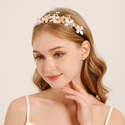 gold TS-J3334G handmade Alloy Flower Leaf Bridal Headband