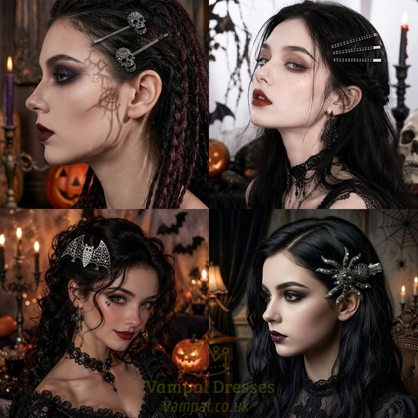 gothic Halloween Bat Spider Hair Clip