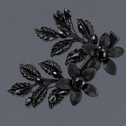 Dark Floral Leaf Party Hair Clip Hs-J7228blk