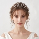 light Luxury Rhinestone Letter Crown Headband For Bride And Bridesmaids