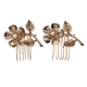 gold Vintage Flower Hair Comb HS-J7119AG (2-Pack) retro Light Luxury Floral Bridal Hair Comb