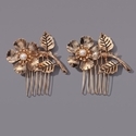 gold Vintage Flower Hair Comb HS-J7119AG (2-Pack) retro Light Luxury Floral Bridal Hair Comb