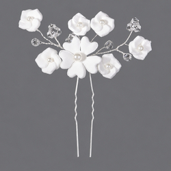 Silver Soft Clay Flower Hairpin Hs-J7260s