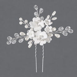 Silver Crystal Flower Hairpin Hs-J7259s