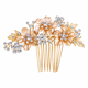chinese Style Bridal Hair Comb Rhinestone Enamel Flower
