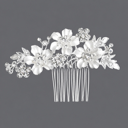Silver Rhinestone Flower Hair Comb Hs-J2720s
