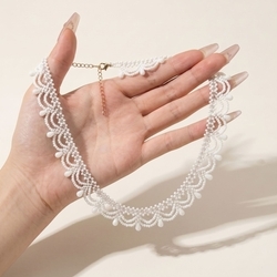 White Lace Glass Necklace Ns-J6604w