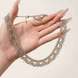 Gray Lace Glass Necklace Ns-J6605gray