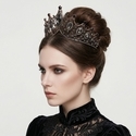 bronze Black Diamond baroque Vintage Black Rhinestone Crown Headpiece