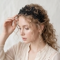 heavy-Duty Rhinestone Bridal Headband 3D Floral Leaf Hair Accessory
