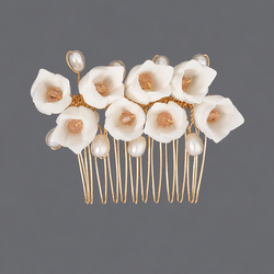 Gold Bridal Flower Hair Comb Hs-J6593g