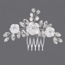 Silver Bridesmaid Flower Hair Comb Hs-J6598s