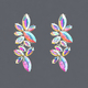 colorful Marquise Rhinestone Floral Leaf Earrings