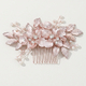 vintage Pearl Rhinestone Hair Comb With 3D Alloy Flower