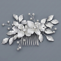 vintage Pearl Rhinestone Hair Comb With 3D Alloy Flower