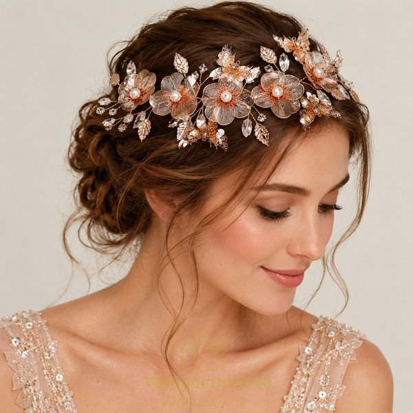 light luxury forest-style versatile headband vintage Gold Thread Butterfly Rhinestone Bridal Headband
