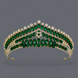 Green Rhinestone Court Versatile Crown Ts-J3256ggreen