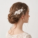 handmade Clay White Flower Pearl Hair Comb For Women