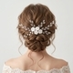 handmade Clay White Flower Pearl Hair Comb For Women