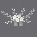 handmade Clay White Flower Pearl Hair Comb For Women