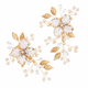 gold flower beaded duckbill clip handmade Pearl Gold Flower Duckbill Clip Bridal Hair Accessory