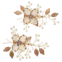 gold flower beaded duckbill clip handmade Pearl Gold Flower Duckbill Clip Bridal Hair Accessory