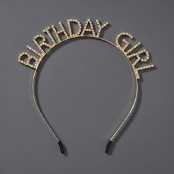 Gold Clear Rhinestone Birthday Party Headband Ts-J3029g