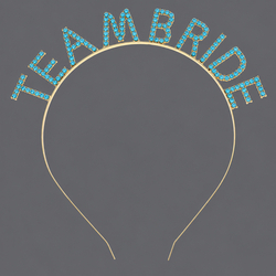 Gold Lake Blue Rhinestone Teambride Headband Ts-J3272glb