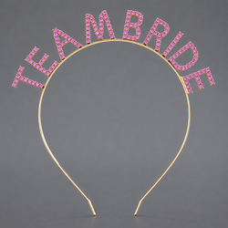 Gold Pink Rhinestone Teambride Headband Ts-J3272gpink