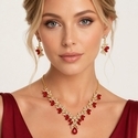 light Luxury Rhinestone Floral Necklace Earrings 3-Piece Set