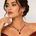 light Luxury Rhinestone Floral Necklace Earrings 3-Piece Set