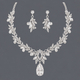 light Luxury Rhinestone Floral Necklace Earrings 3-Piece Set