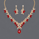 light Luxury Rhinestone Floral Necklace Earrings 3-Piece Set