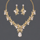 light Luxury Rhinestone Floral Necklace Earrings 3-Piece Set