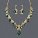 light Luxury Rhinestone Floral Necklace Earrings 3-Piece Set