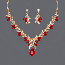 Gold Versatile Red Rhinestone Jewelry Set Ns-J6597ghred