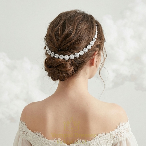 silver rhinestone headband rhinestone Round Headband Soft Chain Hair Accessory