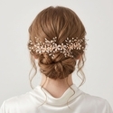 forest-style floral hair comb headband HS-J7218G handmade Rose Gold Flower And Leaf Hair Comb Headband