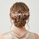 forest-style floral hair comb headband HS-J7218G handmade Rose Gold Flower And Leaf Hair Comb Headband