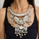 silver ethnic Peacock Wind Chime Halter Necklace