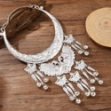 silver ethnic Peacock Wind Chime Halter Necklace