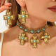retro Cross Necklace And Earring Set For Women