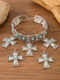 retro Cross Necklace And Earring Set For Women
