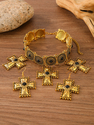 retro Cross Necklace And Earring Set For Women