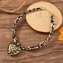 leopard print heart Leopard Print Pendant Leather Cord Necklace