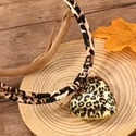 leopard print heart Leopard Print Pendant Leather Cord Necklace