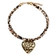 leopard print heart Leopard Print Pendant Leather Cord Necklace